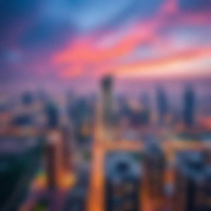 Dubai's Expansive Real Estate Landscape Aerial view of Dubai's skyline showcasing real estate development