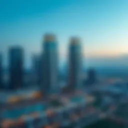 Aerial view of Al Naeem Twin Towers showcasing their architectural grandeur against the Dubai skyline