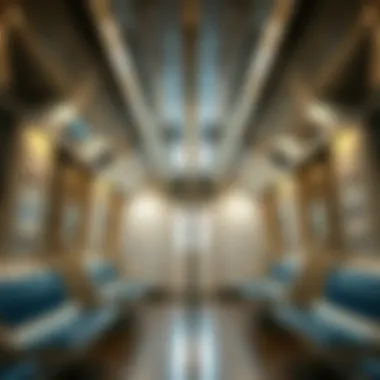Spacious Interiors of Dubai Metro Train Inside view of a Dubai Metro train highlighting spacious interiors