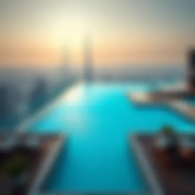 A breathtaking view of the Aura Sky Pool showcasing its stunning design against the Dubai skyline