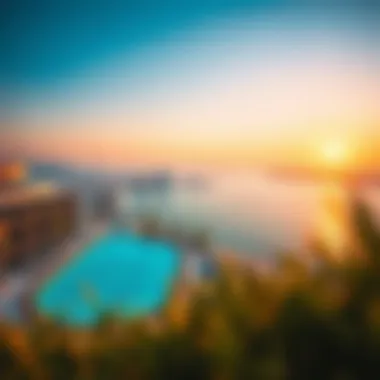 A panoramic view of the Aura Sky Pool with the surrounding luxury developments in Dubai