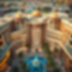 Aerial view of AyA Universe showcasing its architectural grandeur within Wafi Mall