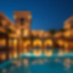Luxurious poolside view of Bateen Liwa Resort showcasing its unique architecture