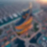 Aerial view showcasing the unique design of برج كيان