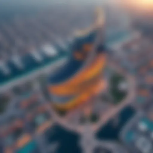 Aerial view showcasing the unique design of برج كيان