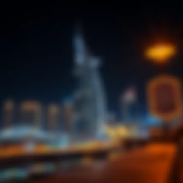 Brilliant Night View of برج كيان Nighttime illumination of برج كيان against the Dubai skyline