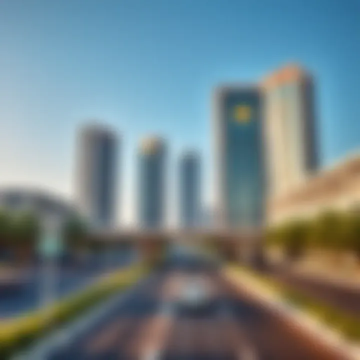 Modern buildings and infrastructure near Emirates Road