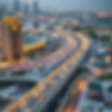 Map highlighting key real estate developments along Emirates Road