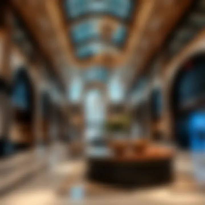 Interior design highlights of النخيل مول Dubai featuring shopping areas