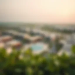 A panoramic view of Al Zahia community showcasing modern architecture and lush greenery