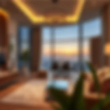 Modern apartment interiors illustrating spacious living areas