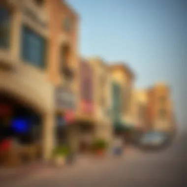 Vibrant streets of Al Barsha showcasing local shops and cafes