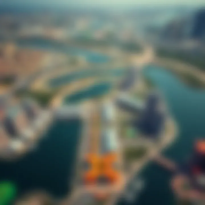 Aerial view of Cluster E in Jumeirah Lake Towers showcasing its modern architecture and surrounding lakes.