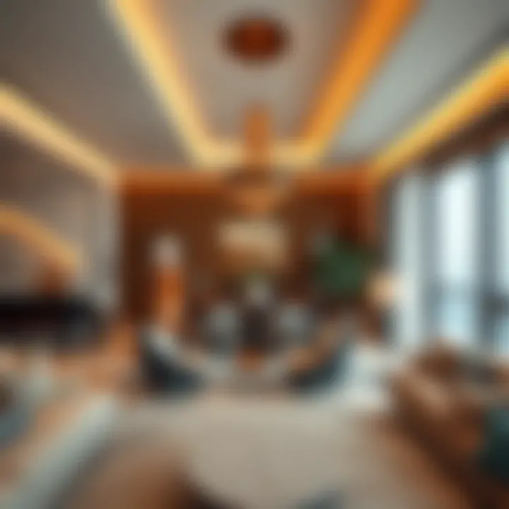 Interior shot of a luxurious apartment in Cluster E highlighting upscale amenities and design.