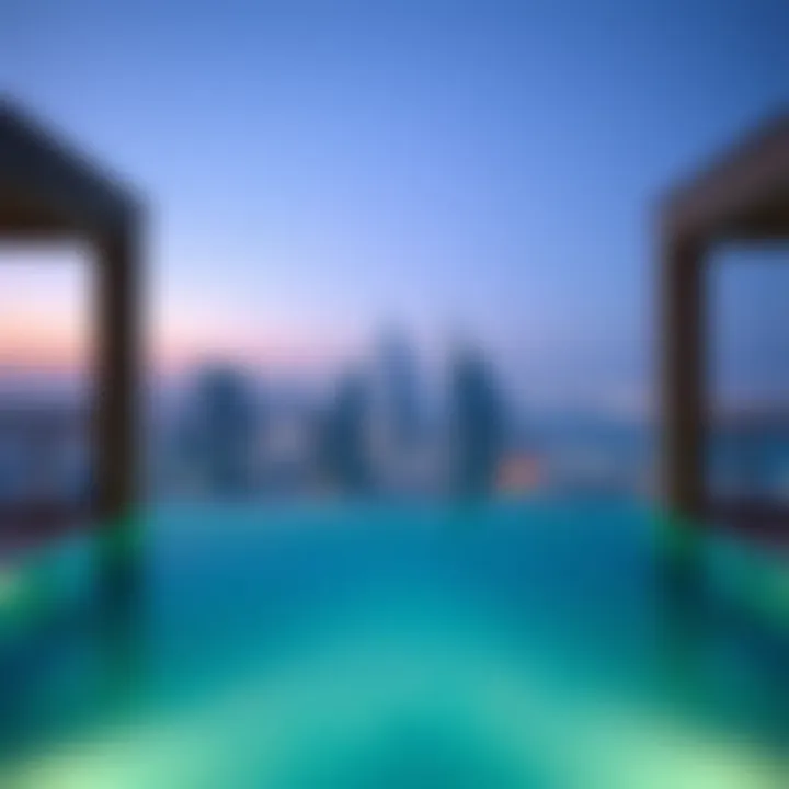 Luxurious Hotel Pool with Skyline View Luxurious hotel pool with skyline view