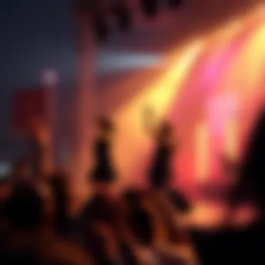 An energetic performance on stage during a festival at Global Village.