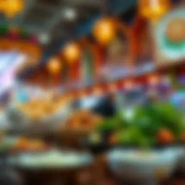 Delicious international cuisine available at Global Village food stalls.