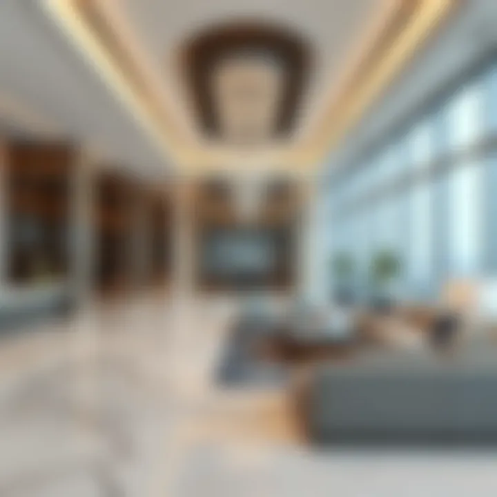 Luxurious Lobby Interior of Iris Bay Tower Luxurious lobby interior of Iris Bay Tower with modern furnishings