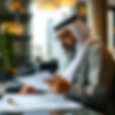 An investor analyzing property documents and market trends