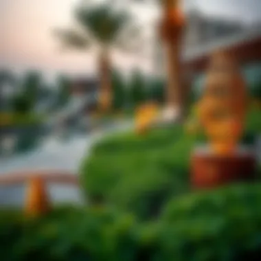 A close-up of the unique landscape design elements that enhance Pond Park's charm