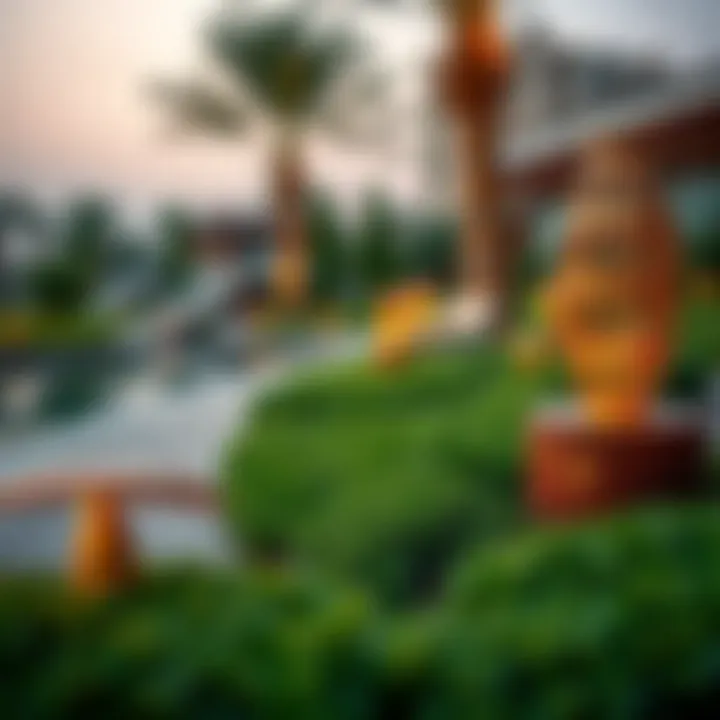 A close-up of the unique landscape design elements that enhance Pond Park's charm