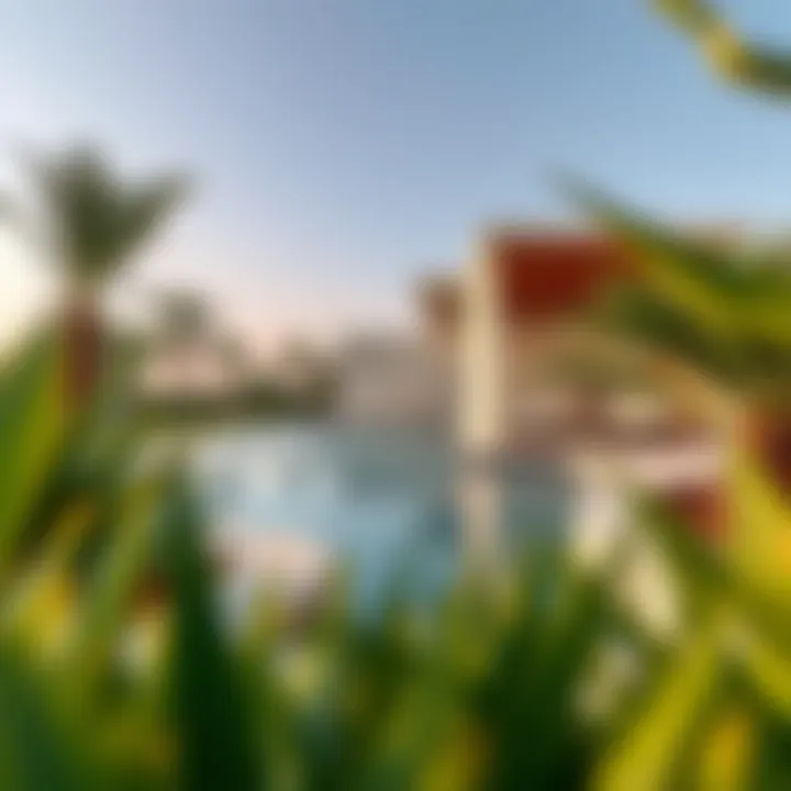 Tranquil outdoor space with tropical landscaping