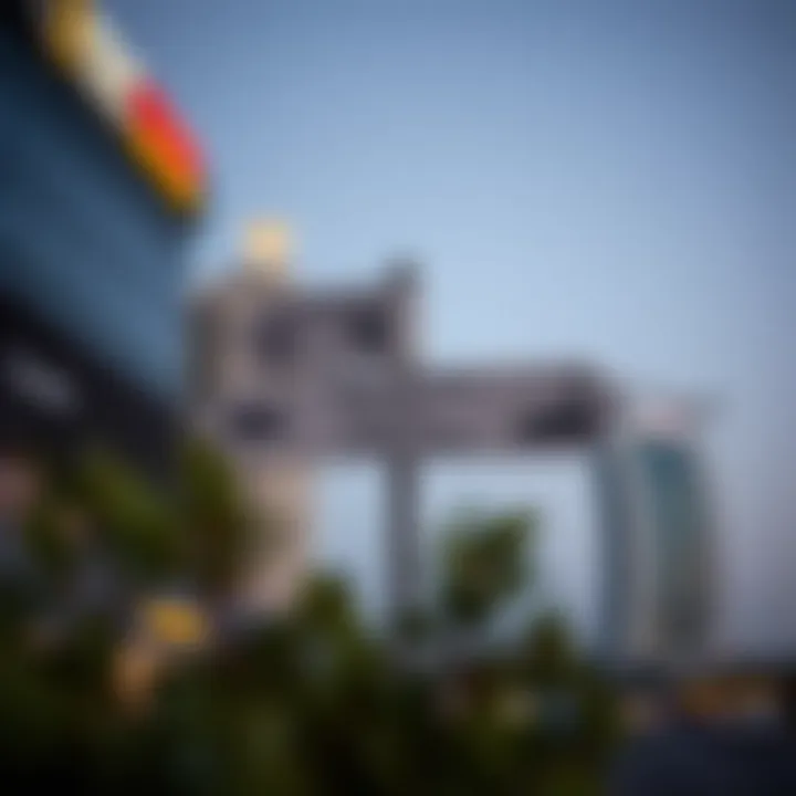 Signpost indicating various attractions near Dubai South