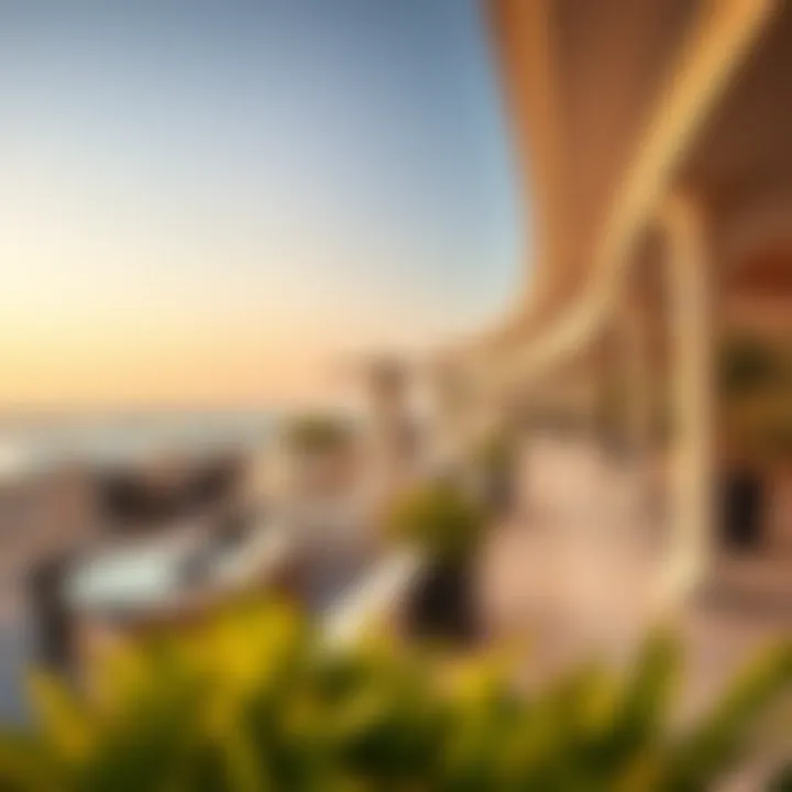 A panoramic view of the Terrace on the Corniche showcasing its architectural elegance and surrounding landscape.