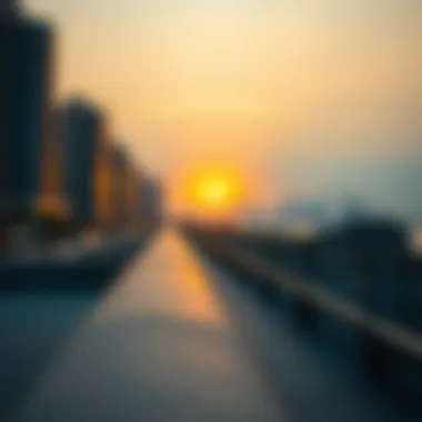 A scenic sunset over the Corniche, emphasizing the beauty of the location and its appeal to investors.