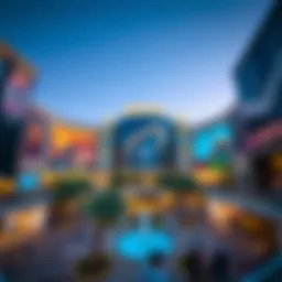 Panoramic view of Dubai Mall's exterior showcasing its architectural grandeur