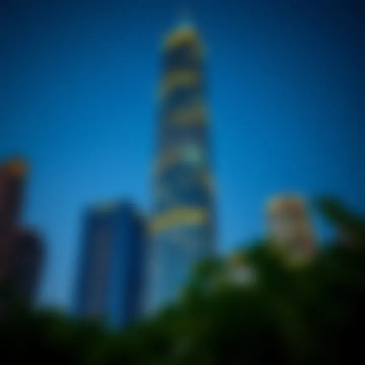 Viridis Tower Illuminated at Dusk Viridis Tower at dusk with illuminated architectural details