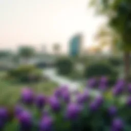 A panoramic view of Wasl Green Park showcasing lush greenery