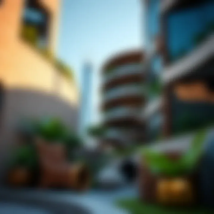 Architectural details of جرين بلانيت دبي emphasizing sustainable building materials