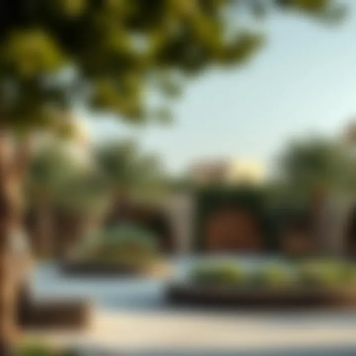 Outdoor spaces in جرين بلانيت دبي illustrating community areas and green spaces