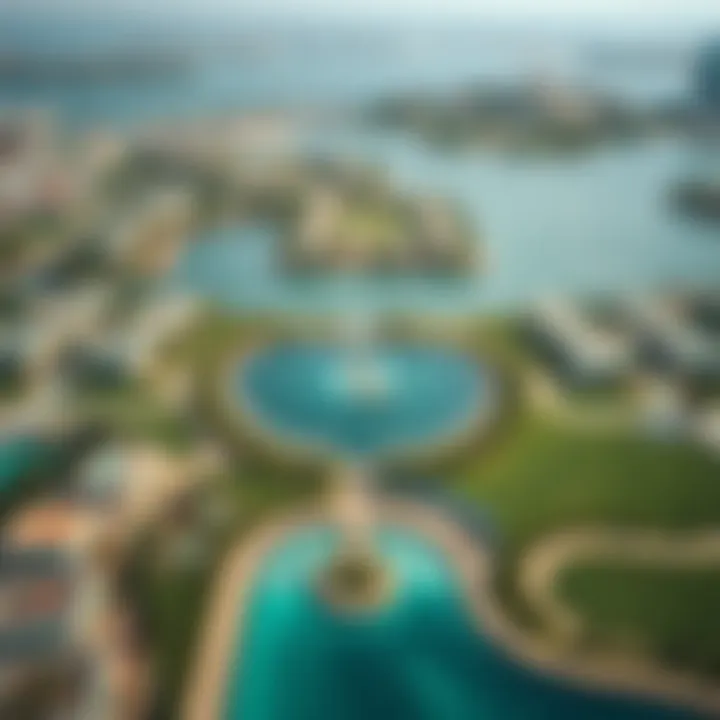 Aerial view showcasing Heart Lake and its surrounding properties