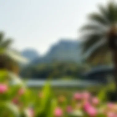 Scenic view of Heart Lake surrounded by lush greenery