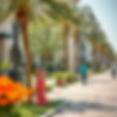 Vibrant community life in Barsha Heights with green spaces