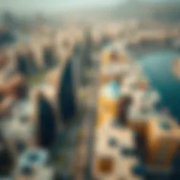Aerial view of شارع الوصل showcasing its vibrant architecture