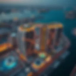 A stunning aerial view of Marina Plaza showcasing its unique architectural design