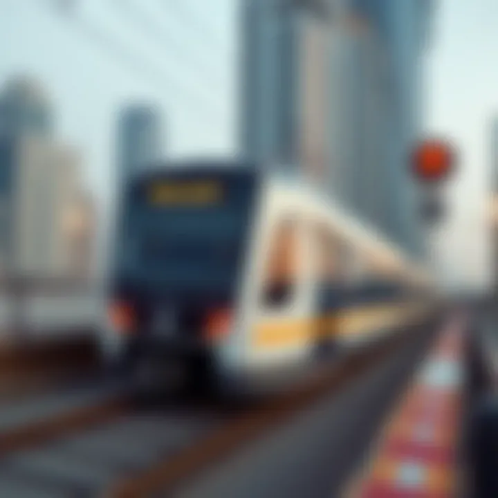 The Journey Begins: Metro Train Linking Two Cities Metro train traveling between Abu Dhabi and Dubai