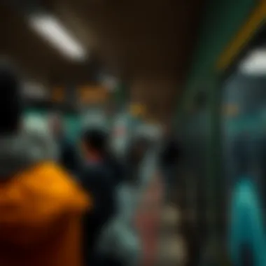 Commuters waiting at a busy Metro station
