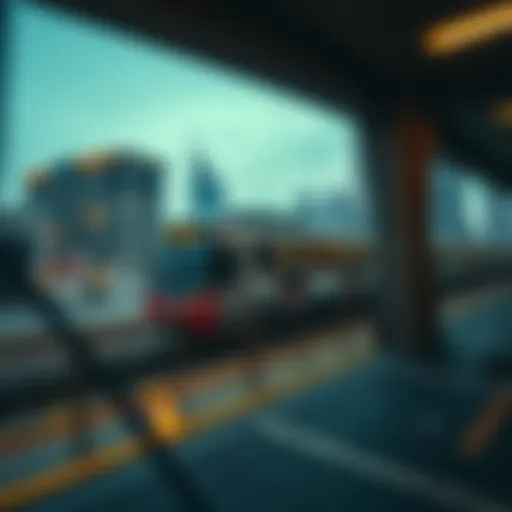 Dubai Metro in Motion Dubai Metro train in motion amidst cityscape