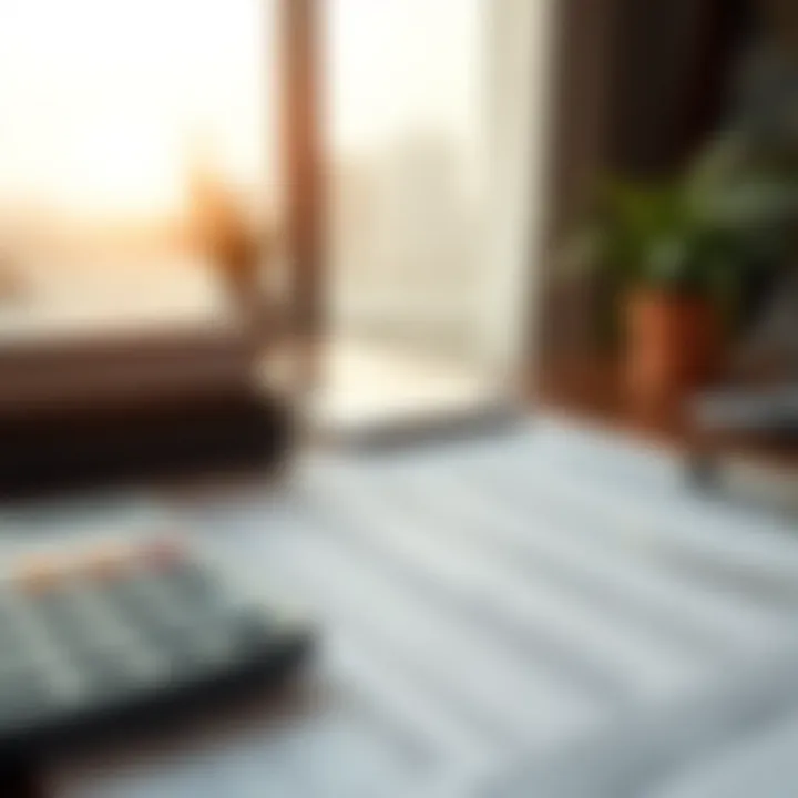 Mortgage application documents and calculator