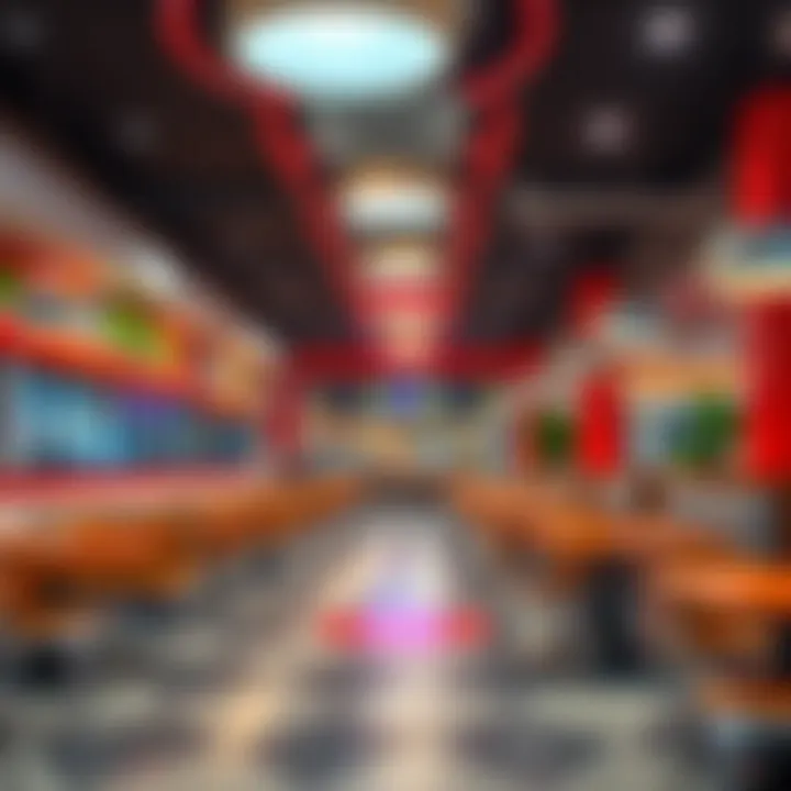 Modern Cafeteria Interior Design A vibrant cafeteria interior showcasing modern design and seating arrangements.