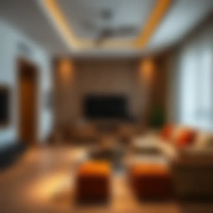 Modern living room in a 2 BHK flat in Dubai