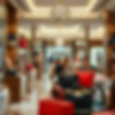 An array of discounted luxury products displayed elegantly in a Dubai outlet store.
