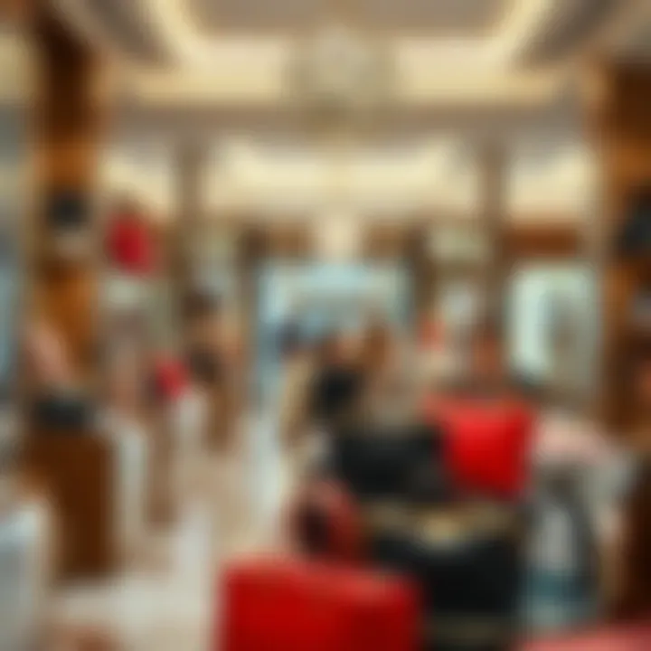An array of discounted luxury products displayed elegantly in a Dubai outlet store.