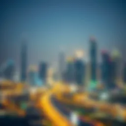 Dubai skyline illuminated at night during Ramadan