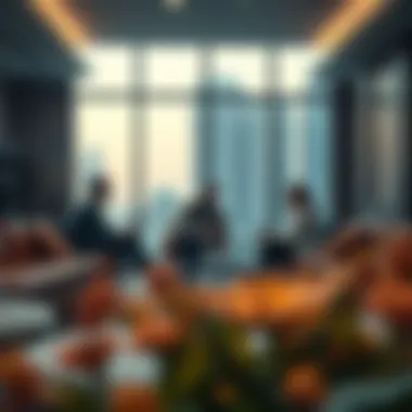 Investors discussing holiday home opportunities in a sophisticated office