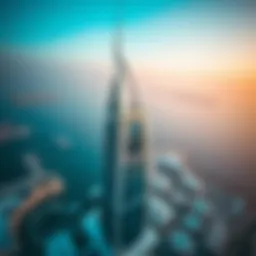 Aerial view of Sukoon Tower highlighting its unique architectural design